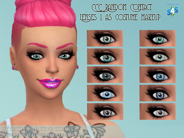 Sims 4 — Random Contact Lenses 1 by cath-creative-corner — They are under "Costume Makeup" I will share