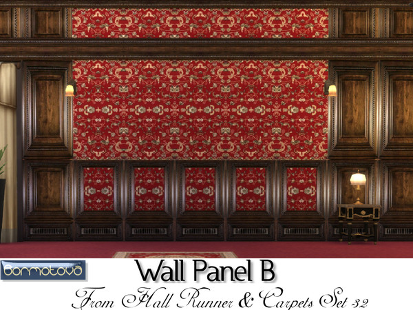 Sims 4 — Wall Panel B by abormotova2 — From Hall Runner and Carpet Set 32, which includes 5 carpets (Hall Runner, no