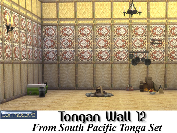 Sims 4 — Tongan Wall 12 by abormotova2 — This set contains 15 Tongan walls, of woven flax and Tapa cloth (bark type