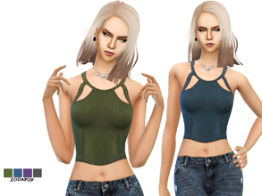 Sims 4 — (S4) Cutout Crop Top by zodapop — Cutout crop top. ~ Available in 4 colors. ~ Custom thumbnail.
