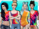 Sims 4 — Tie Dye T-Shirts for Women and Teens by juanni84 — v-neck t-shirt requires Outdoor Retreat