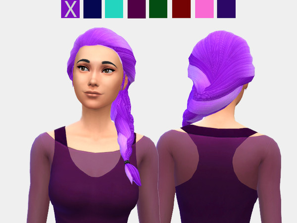 Sims 4 — Spa Day Side Ponytail Retexturing/Recoloring by ehriney — this is one of my first tries in retexturing hair. I