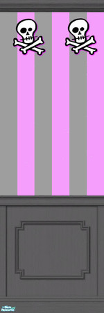 Sims 2 — Skulls 1 - Pink and black with white skulls wallpaper by fearthischick — This is my first creation and