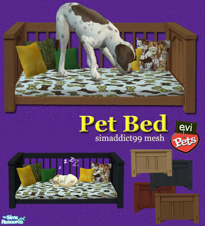 Sims 2 — evi pet beds! -bedding 5 by evi — Let your precious pets sleep in style! Four different wood colors for each