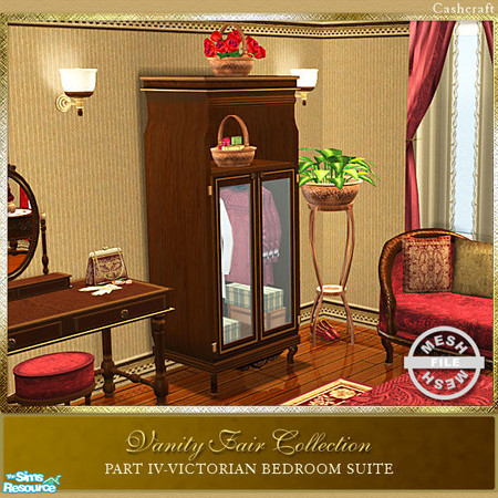 Sims 2 — Vanity Fair Bedroom - Armoire Mesh by Cashcraft — Part IV of the Vanity Fair Collection is the master bedroom