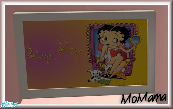 Sims 2 — NK Betty Boop Bedroom - Painting by MoMama — A Betty Boop painting. Betty in repose with a white frame.