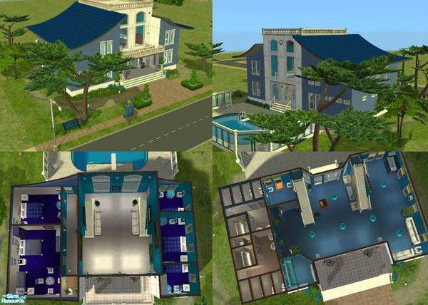 Sims 2 — Blue hotel by NNNsims2 — Blue modern cheap hotel