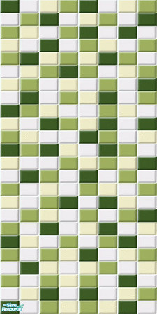 Sims 2 — Tropical Bathroom Tile Wall 4 by ImmeK — Wall tiles in a green and yellow mosaic pattern for your sims'