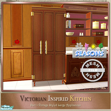 Sims 2 — Victorian Kitchen Seasons Vintage Icebox by Cashcraft — *Mesh file* Please remove the base game or OFB icebox