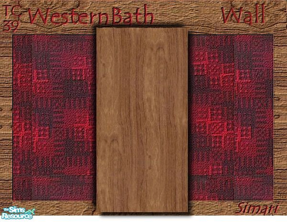 Sims 2 — TC39 Western Bath-Wall by simari — Plain cherry wood wall. Compliments the TC39 Western Bath.