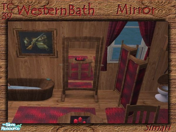 Sims 2 — TC39 Western Bath-Mirror by simari — Standing mirror in cherry wood. Compliments the TC39 Western Bath.