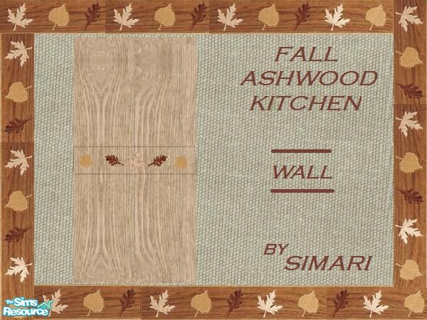 Sims 2 — Fall Ashwood - Wall by simari — Wall for the Fall Ashwood kitchen set in ash wood paneling with fall leaf