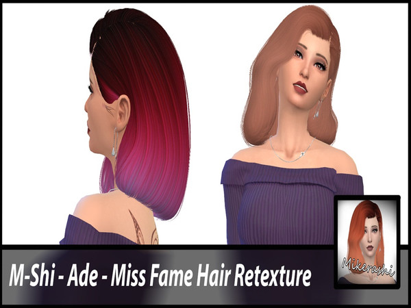 Sims 4 — M-Shi - Ade - Miss Fame Hair Retexture (Mesh Needed by mikerashi — -50 Colors ( I delete my ugly grey color ,
