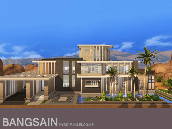 Sims 4 — 011 Sand House by myskyring2 — Sleek, ultra-modern home featuring two bedrooms, four bathrooms and many extras.