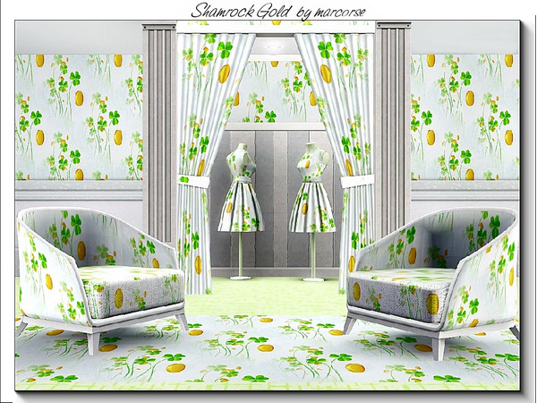 Sims 3 — Shamrock Gold_marcorse by marcorse — Themed pattern- shamrocks and gold to celebrate St Patrick's Day 2016.