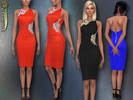 Sims 4 — Silk Embroidered Crepe Dress by Harmonia — Designer, Backless, silk organza embroideries.. Team with a Stiletto