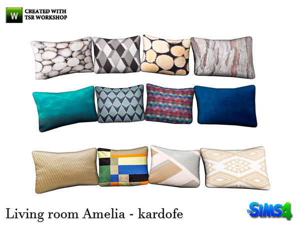Sims 4 — kardofe_Living room Amelia_Cushions by kardofe — Set of four cushions in three different textures each, to place