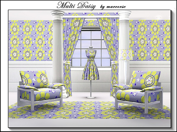 Sims 3 — Multi-daisy_marcorse by marcorse — Fabric pattern - multiple daisy images in yellow