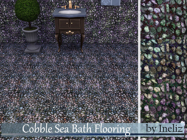 Sims 4 — Cobble Sea Bath Flooring by Ineliz — A set of floor stone texture. 