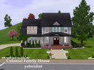Sims 3 — Colonial Family House by yobeidiot2 — This house features 3 bedrooms, 2.5 baths, a 2 car garage, laundry,