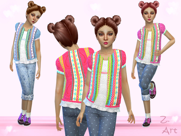 Sims 4 — Fresh by Zuckerschnute20 — A colorful, short-sleeved jacket with a white lace shirt for the coming spring :D 3