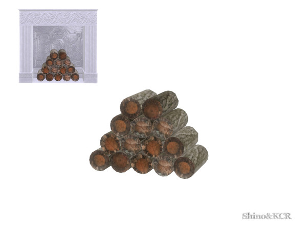 Sims 4 — Bedroom Elegant - Logs by ShinoKCR — Stake of Logs you can place in the Fake Fireplace 