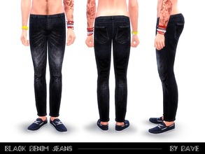Sims 4 — Black Denim Jeans by doumeki — Black Denim Jeans