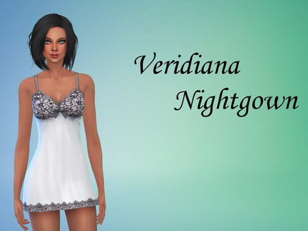 Sims 4 — Veridiana Nightgown by Lary2 — White silk and black lace nightgown.