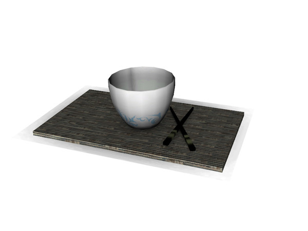 Sims 4 — Kayo Outdoor Tablesetting by Angela — Kayo Outdoor Tablesetting. Bamboo placemat with white china and