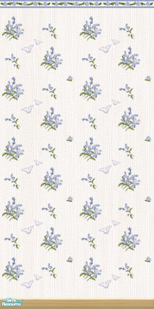 Sims 2 — B&B: FORGET-ME-NOT - bed 03 by perelinka — FORGET-ME-NOT bedroom wallpaper (from Bath&Bed Series) wall