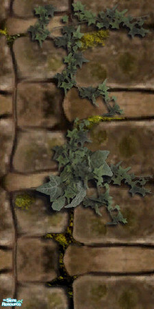Sims 2 — Farmer Thompson's Stone Wall 12 by tlkaska — This is 12 of 12 mix and match brown stone, moss, and ivy walls