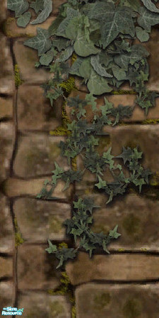 Sims 2 — Farmer Thompson's Stone Wall 6 by tlkaska — This is 6 of 12 mix and match brown stone, moss, and ivy walls