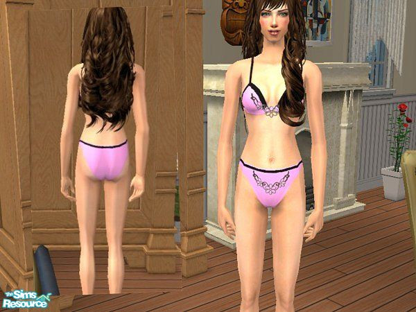 Sims 2 — PinkApplique Undie  by LadyDeluxe — Pink recolor of my original applique undie. I hope you enjoy it!!