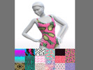 Sims 4 — Tank Swimsuit by SimplyPixeling — Recolor of the base game swimsuit with fun, funky, bright colors