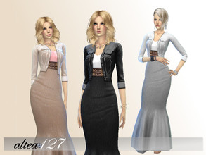 Sims 4 — Long dress by altea127 — long dress with belt composed of jacket and skirt