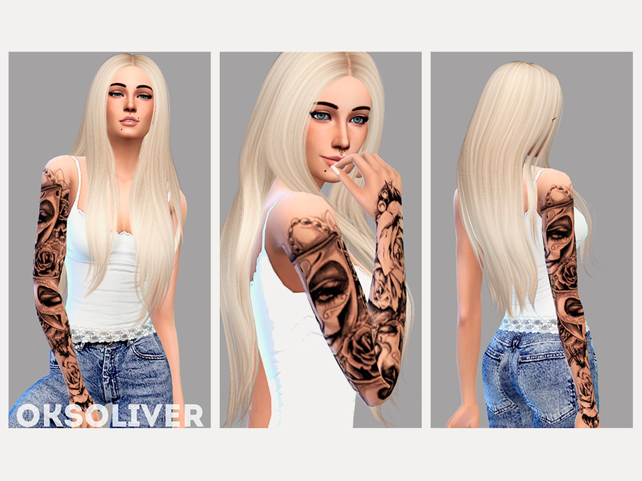 Sims 4 - Female tattoo by OliverOks - Cool female sleeve in black. 