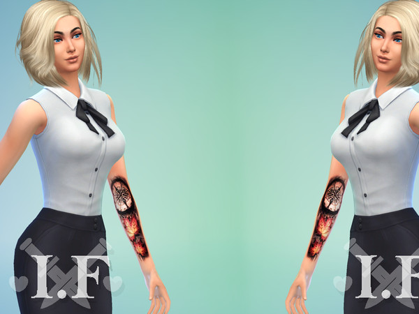 Sims 4 — Picture Tattoo Compass Arm Set by Ivara — Picture Tattoo Compass Arm Set Arm left and right