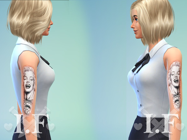 Sims 4 — Picture Tattoo Marilyn Monroe Arm Set by Ivara — marilyn monroe arm set, arm left and right