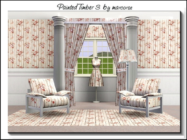 Sims 3 — Painted Timber 3_marcorse by marcorse — Wood pattern: romantic pink floral, painted timber