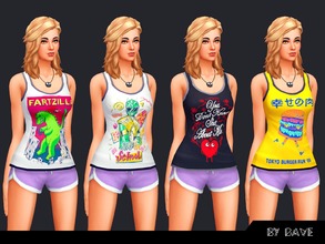 Sims 4 — Pop tanks for girls by doumeki — This package includes: New Standalone recolor 4 Tank recolors for teens Custom