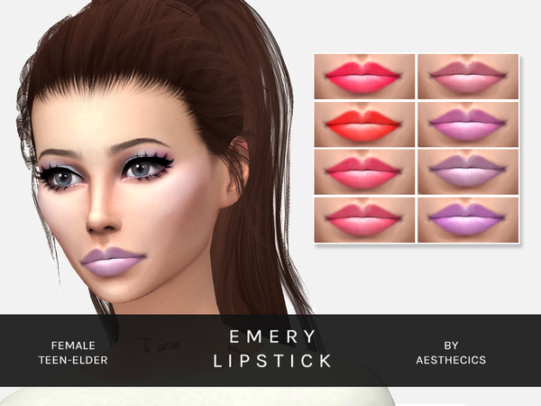 Sims 4 — EMERY Lipstick by girlofwinter — A new glossy lipstick in 10 spring-y colors!