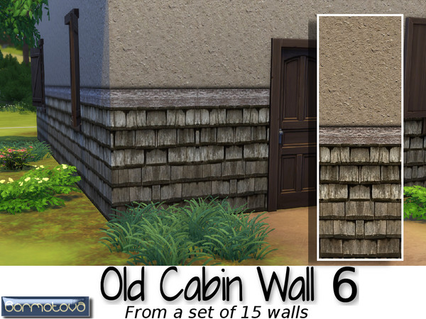 Sims 4 — Old Cabin Wall 6 by abormotova2 — From a set of 15 run down old walls of some old batch, cabin, hut or dacha