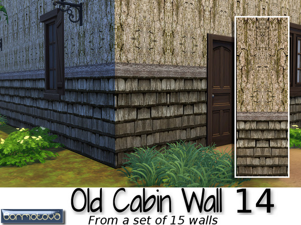 Sims 4 — Old Cabin Wall 14 by abormotova2 — From a set of 15 run down old walls of some old batch, cabin, hut or dacha