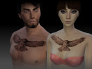 Sims 4 — Swooping Owl Chest Tattoo by teacuppa2 — A simple black owl tattoo for your sims! Works for both male and