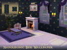 Sims 4 — Napoleonic Bee Wallpaper by pamelf — Black damask wallpaper with a gold embossed Napoleonic bee design. Found in