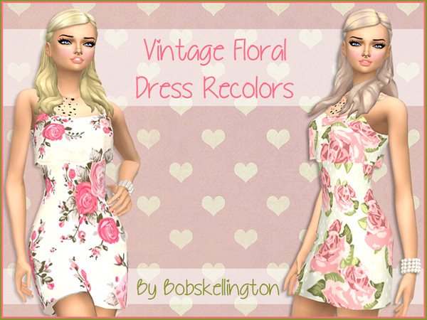 Sims 4 — ✿♥ Vintage Floral Dress Recolors ♡❀ by BobSkellington3 — New dress