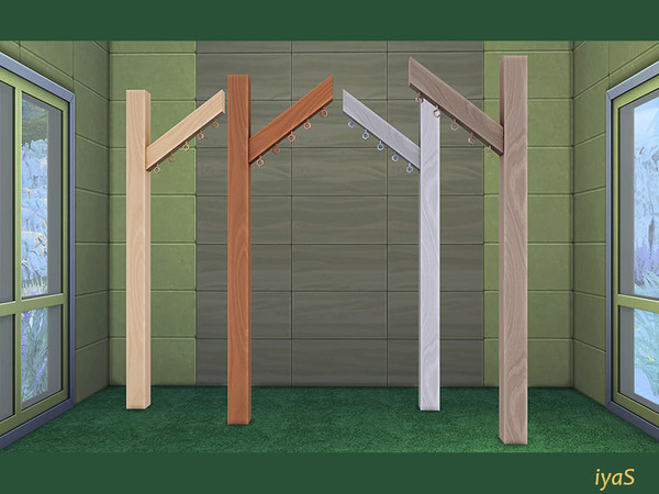 Sims 4 — Wood Beam by soloriya — Wood beam with decorative metal rings. 4 color variations. Part of Clarissa set.