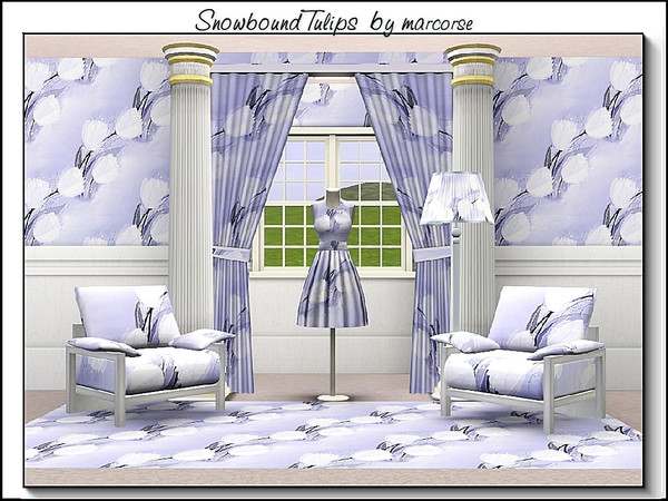 Sims 3 — Snowbound Tulips_marcorse by marcorse — Fabric pattern: white tulips in snow