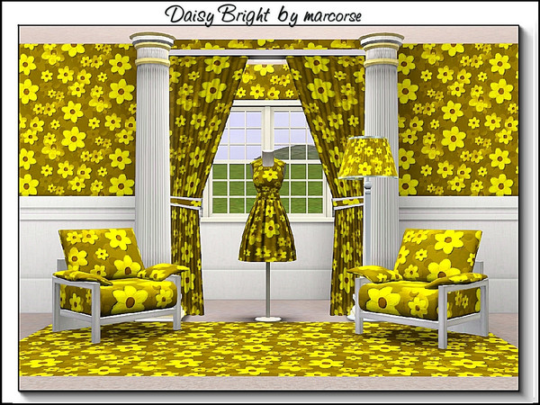 Sims 3 — Daisy  Bright_marcorse by marcorse — Fabric pattern: bright yellow daisies in random repeat design