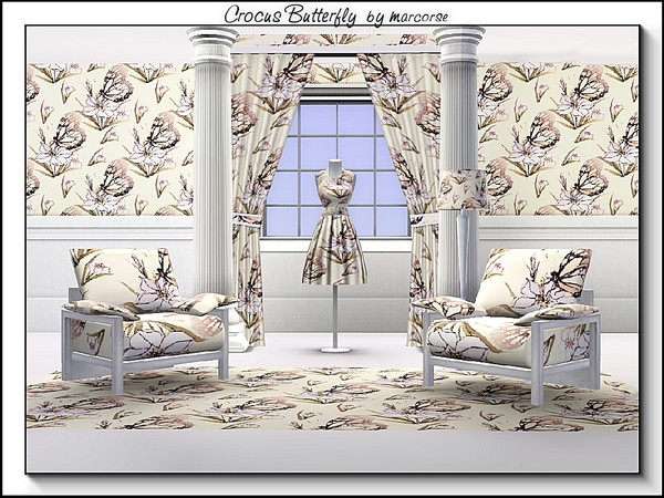 Sims 3 — Crocus  Butterfly_marcorse by marcorse — Themed pattern: painted butterfly and crocus flowers